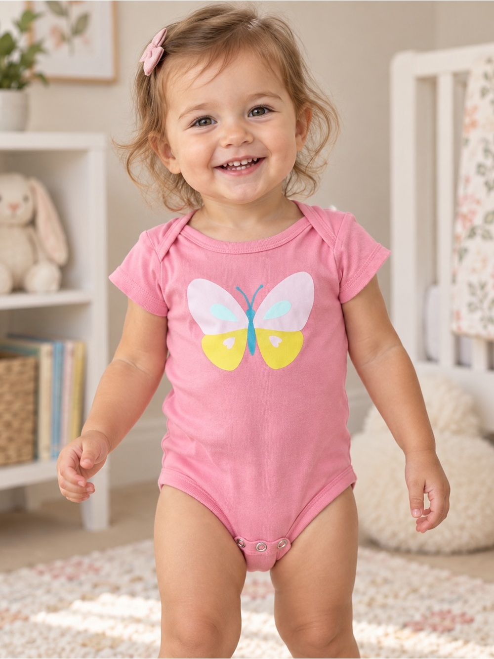 Toddler Pink Butterfly One-Piece Bodysuit 18m